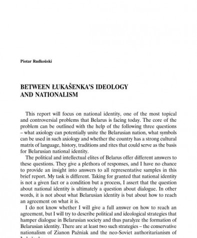 Between Łukašenka’s Ideology and Nationalism